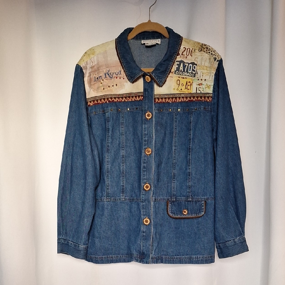 Vintage Nancy Bolen City Girl Denim Western Shirt/Jacket Shacket Size 18